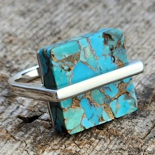 Cubic Blue Stone Silver Ring