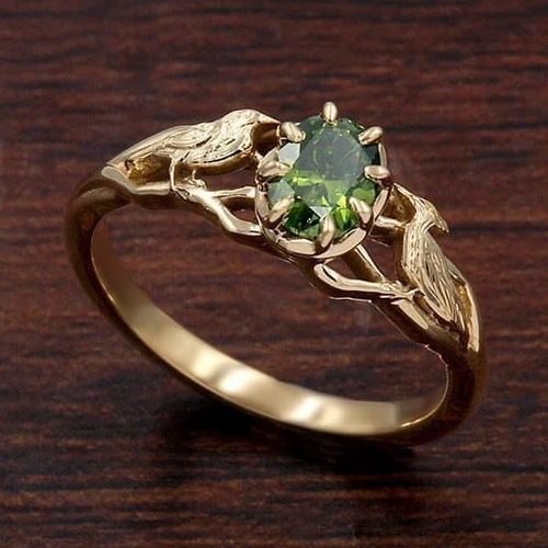 Green Golden Forged Ring