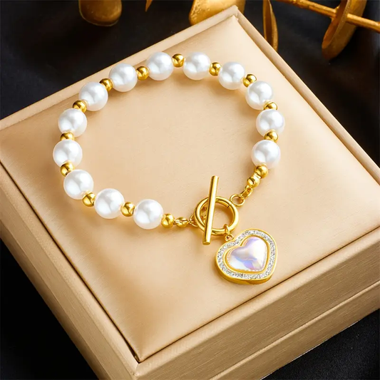 Pearl Heart Gold Bracelet