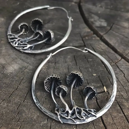 Silvered Fungi Earrings