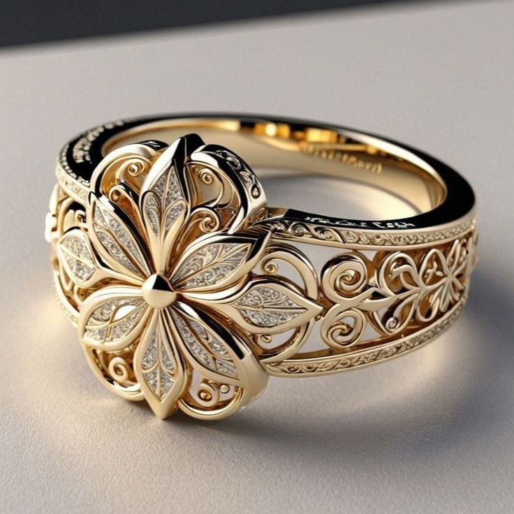 Golden Plated Bright Flower Ring