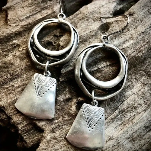Silvered Plated Dangling Earrings