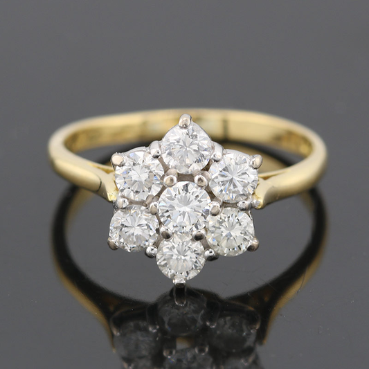 Sparkling Crystal Flower Gold Ring