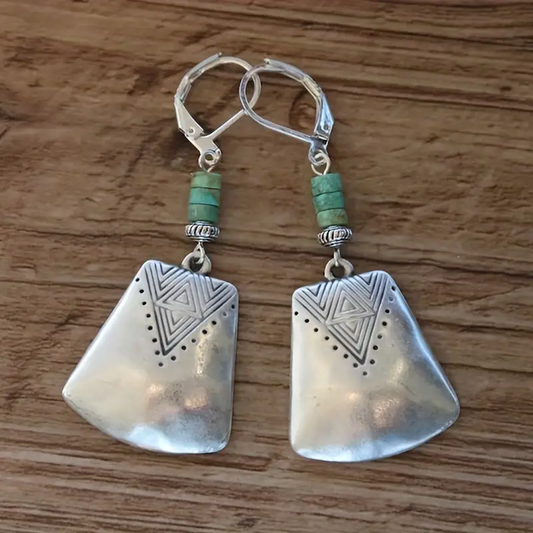 Silver Plated & Turquoise Stone Earrings