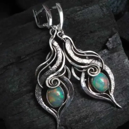 Silvered Blue Opal Earrings