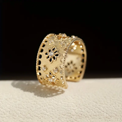 Golden Hollow Mandala Ring