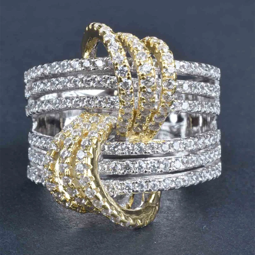 Gold & Silver Bright Braided Ring
