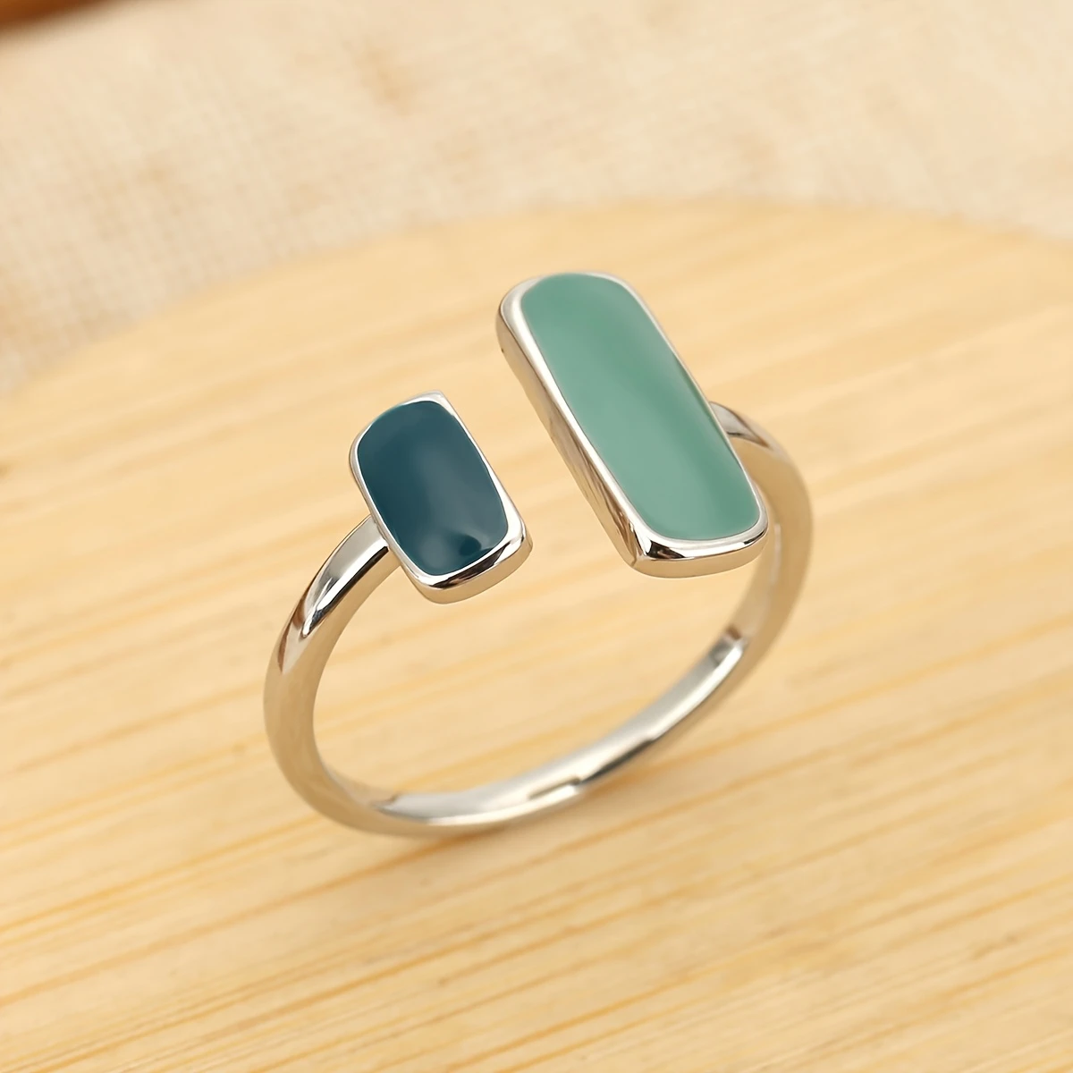 Adjustable Turquoise Stone Silver Ring