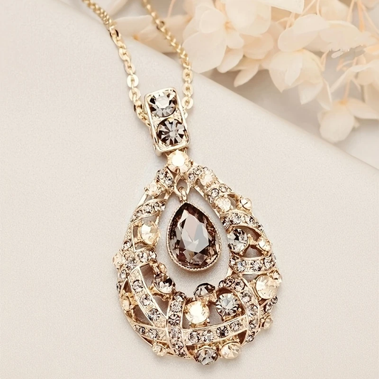 Bright Crystal Drop Pendant Necklace