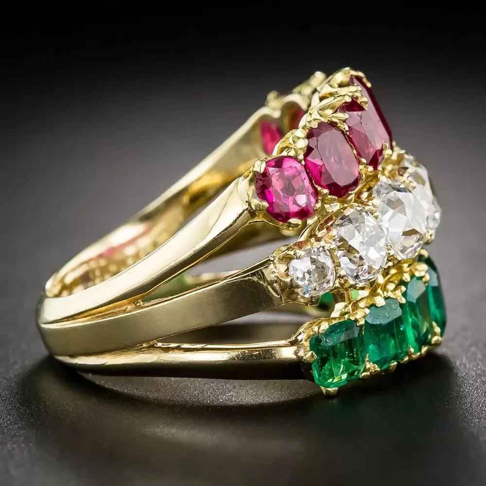 Green & Red White Zirconia Ring