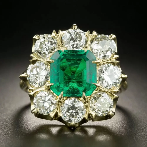 Green Flower Crystal Ring