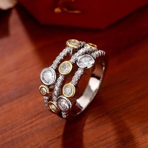 Layered Silver Zirconia Ring