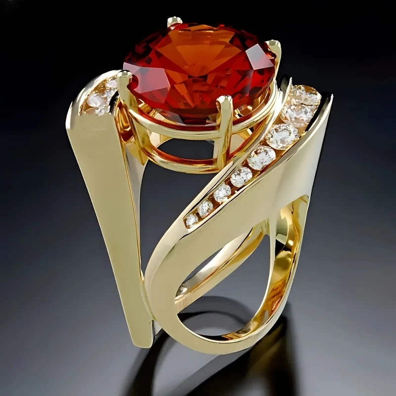 Red Crystalline Golden Ring