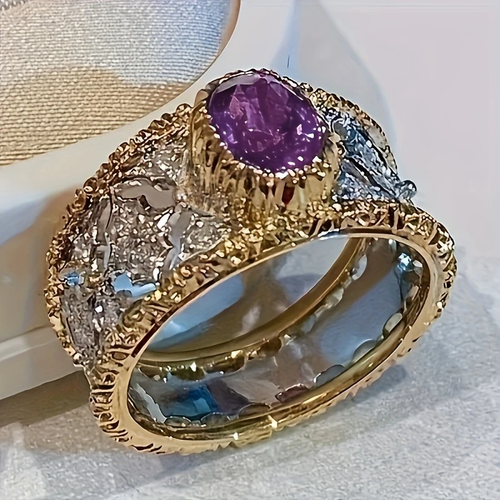 Bright Crystalline Violet Stone Ring