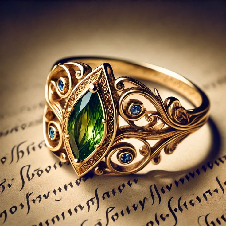 Exotic Oval Olive Crystal Ring