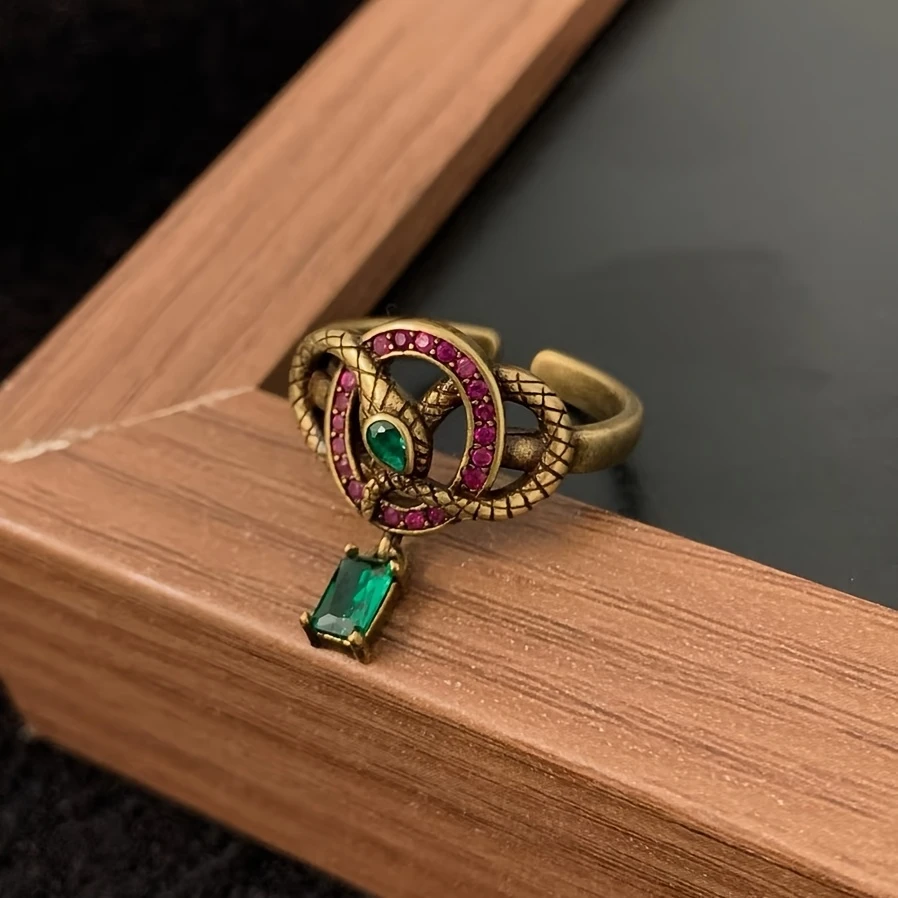 Green Crystal Serpent Ring