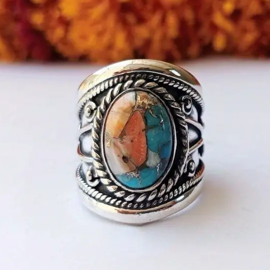 Colorful Inlaid Stone Layer Ring