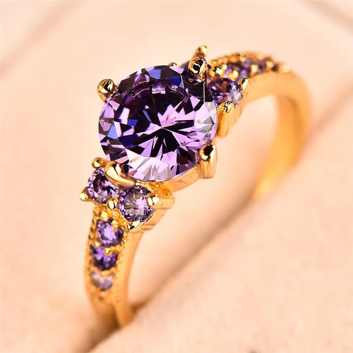 Violet Zirconia Golden Ring