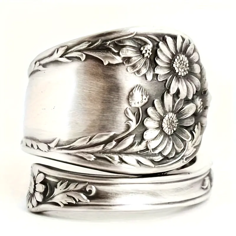 Flower Trail Silvered Ring