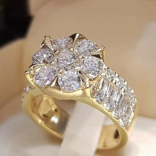 Sparkling Flower Gold Ring