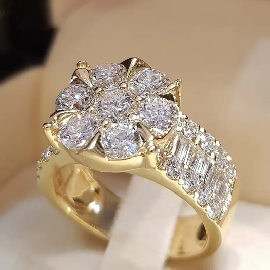 Sparkling Flower Gold Ring