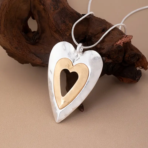 Gold & Silver Double Heart Necklace
