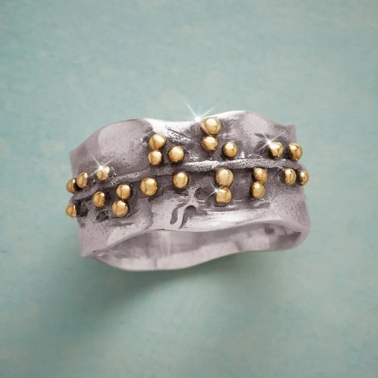 Gold Beads Silvered Ring