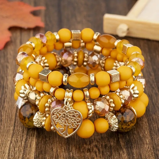 Orange Pearl Gold Bracelet Pack