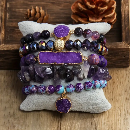 Purple Stone Bracelet Set