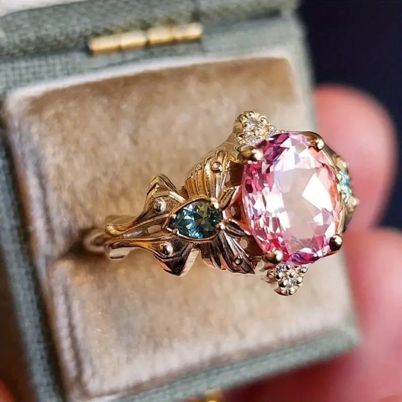 Elegant Pink Exotic Gold Ring