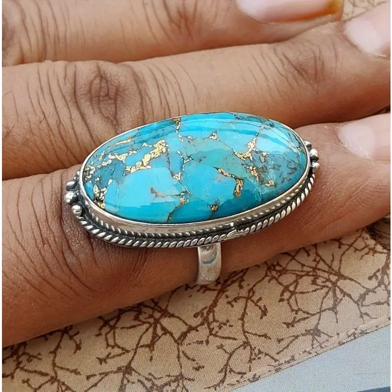 Drop Round Stone Silver Ring