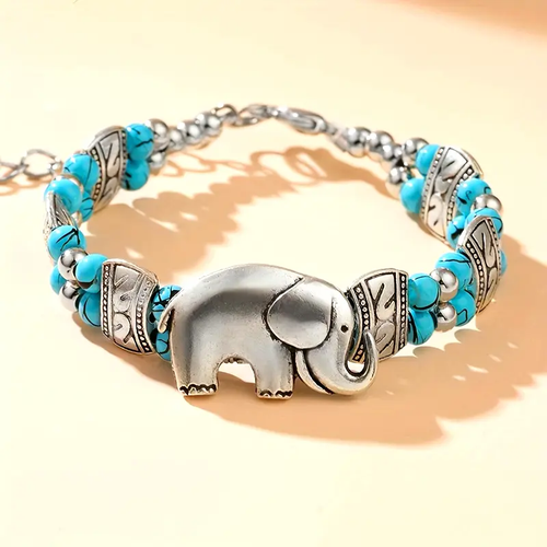 Elephant Blue Silver Bracelet