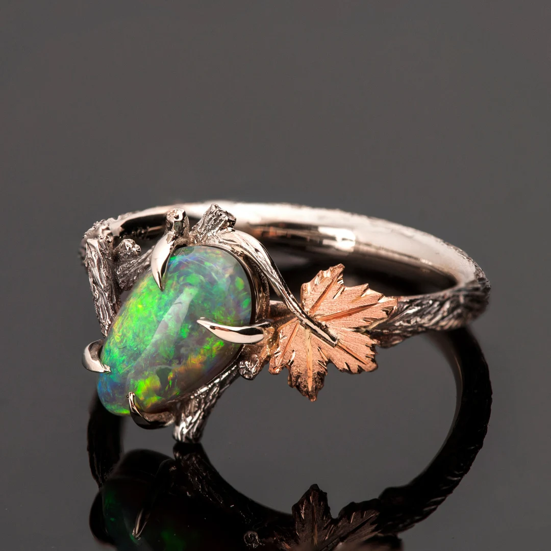 Green Stone Branch Ring