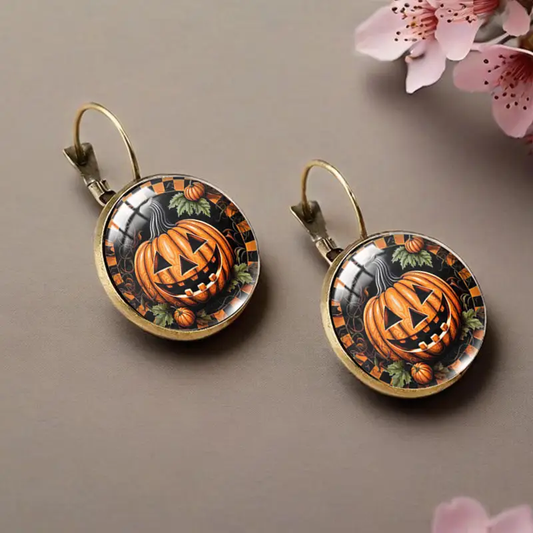 Pumpking Print Earrings