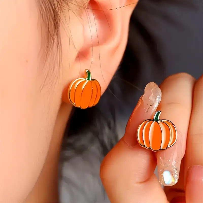 Handpainted Pumpkin Earrings