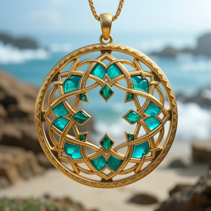 Exotic Blue Mandala Necklace