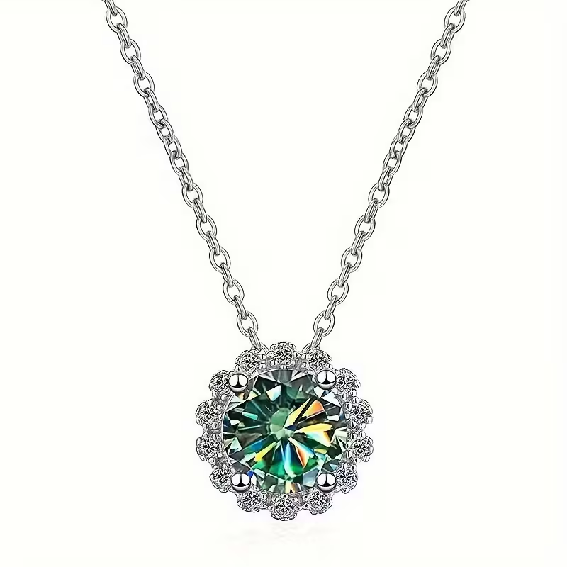 Moss Agate Geometric Round Necklace