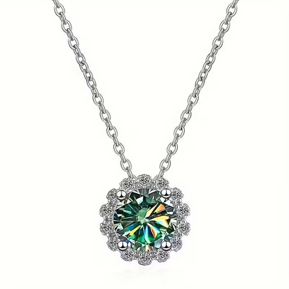 Moss Agate Geometric Round Necklace