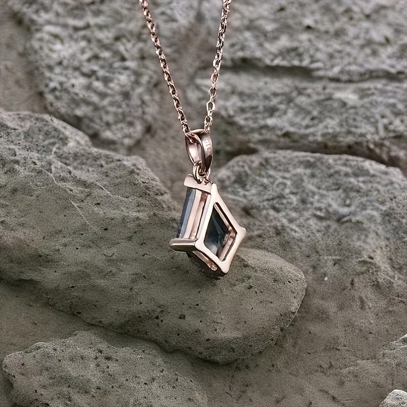 Moss Agate Geometric Drop Necklace