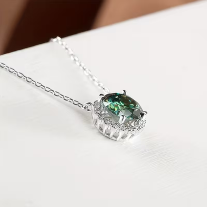 Moss Agate Geometric Round Necklace