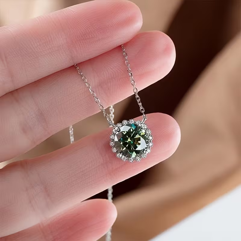 Moss Agate Geometric Round Necklace