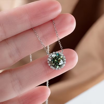 Moss Agate Geometric Round Necklace