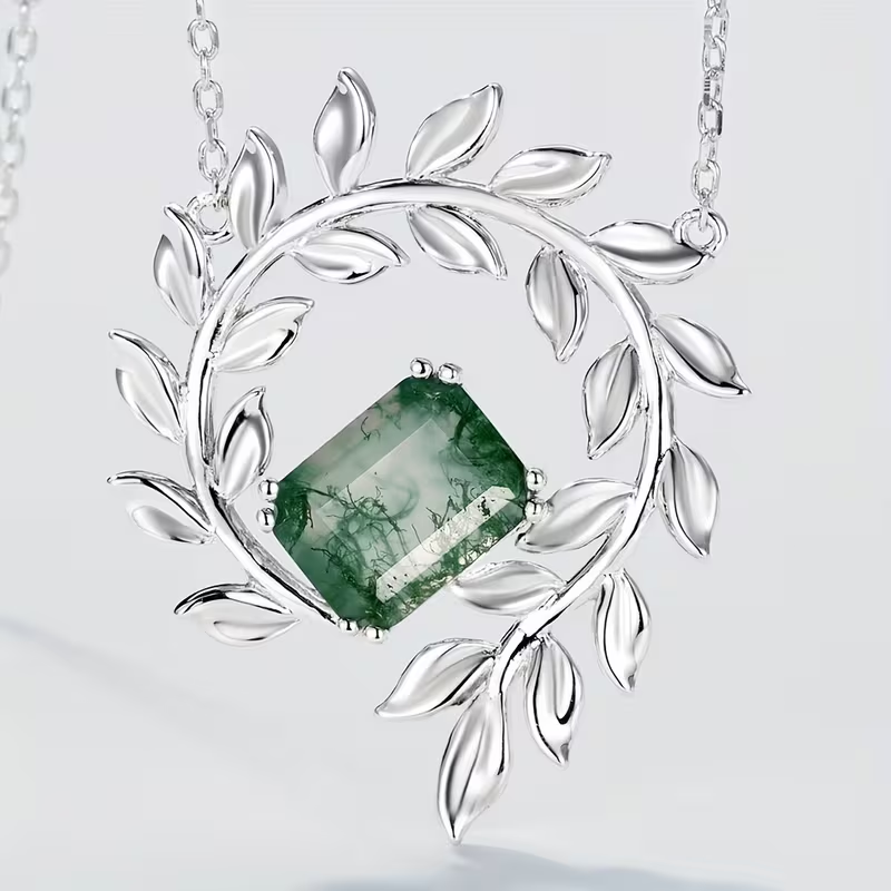 Moss Agate Fern Necklace