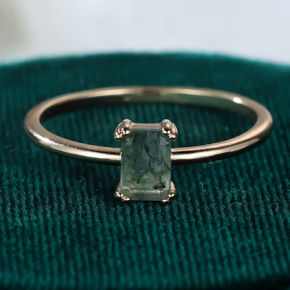 Moss Agate Stone Fine Ring