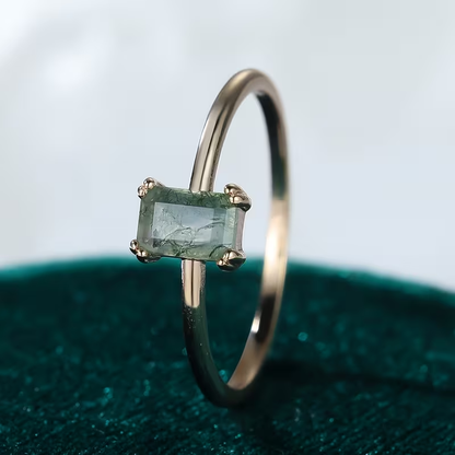 Moss Agate Stone Fine Ring