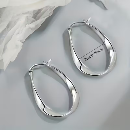 Retro Twisted Hoop Silver Earrings