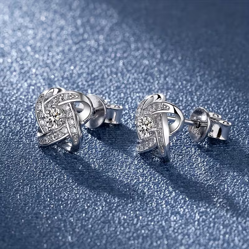 Twisted Orbit Silver Earrings