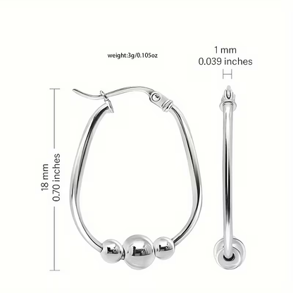 Silver Beads Hoop Earrings