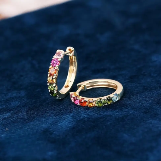 Vntage Colorful Zirconia Hoop Earrings