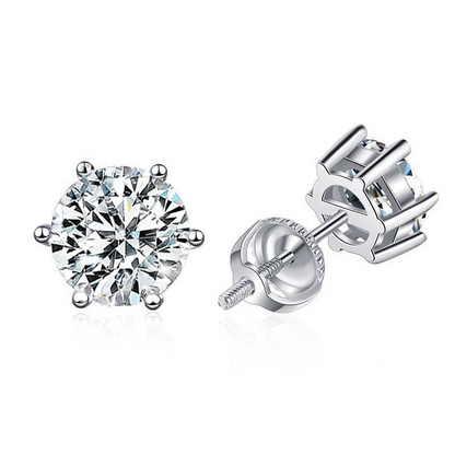 Moissanite Screw Back Earrings | White Gold 16k